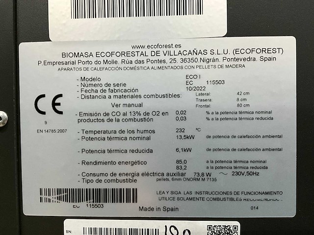 Ecoforest eco i - zwart - pelletkachel - afbeelding 7 van  7