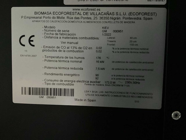 Ecoforest kiev - zwart - pelletkachel - afbeelding 8 van  8