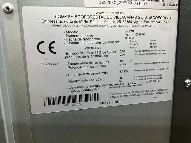 Ecoforest moon ii - wit - pelletkachel - afbeelding 7 van  7
