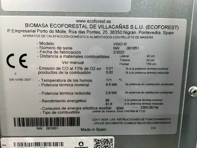 Ecoforest vigo iii - pelletkachel - afbeelding 5 van  5