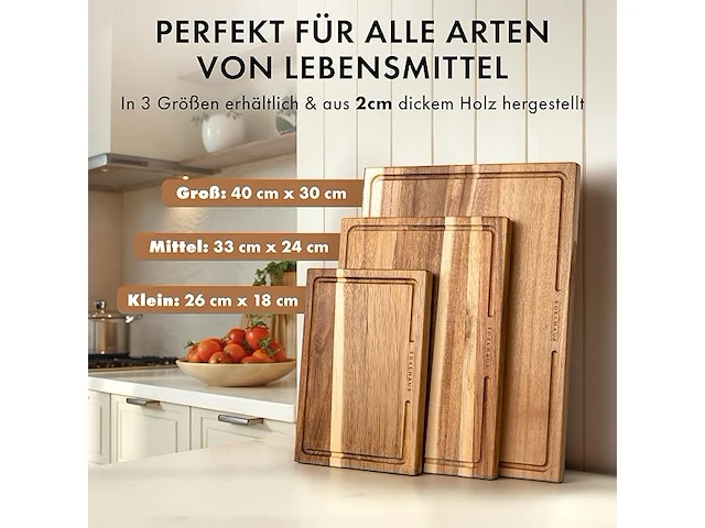 Edelhaus snijplank hout 3-delige set (40x30 / 33x24 / 26x18cm) - afbeelding 2 van  4