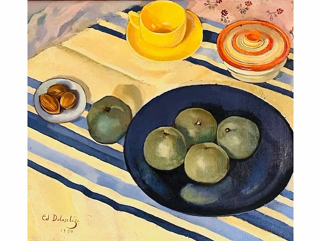 Edmond delescluze - stilleven met appels - olie op doek - afbeelding 1 van  9