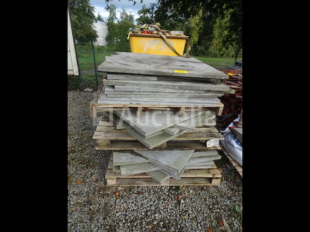 Een set van +- 23 platen in blauwe steen van 1m bij 1m - afbeelding 1 van  6