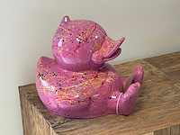 Eend zit roze splash h25cm - afbeelding 2 van  2