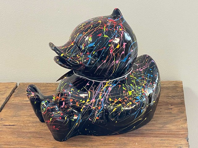 Eend zit zwart splash h25cm - afbeelding 1 van  2