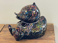 Eend zit zwart splash h25cm - afbeelding 1 van  2