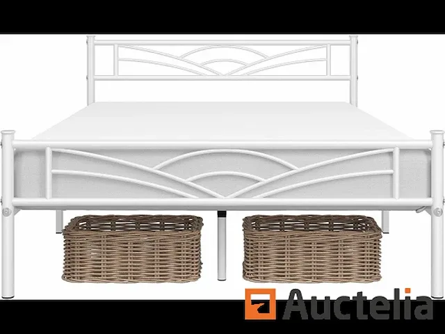 Eenpersoonsbed metaal bedframe - 140 * 200 wit - afbeelding 1 van  4