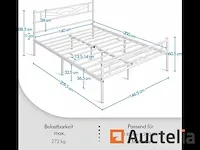Eenpersoonsbed metaal bedframe - 140 * 200 wit - afbeelding 2 van  4