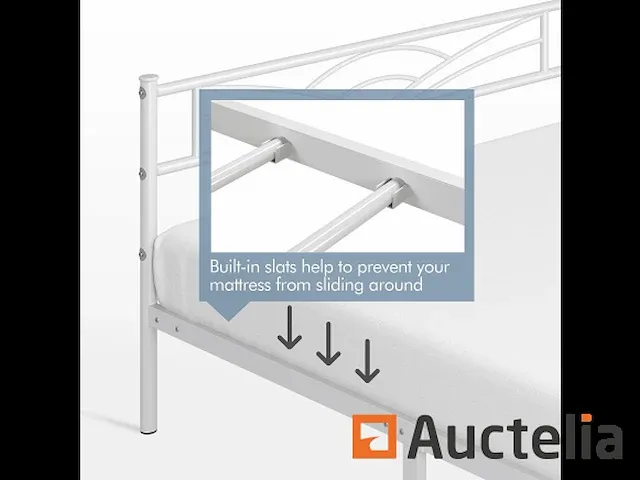 Eenpersoonsbed metaal bedframe - 140 * 200 wit - afbeelding 3 van  4