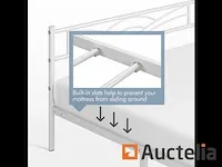 Eenpersoonsbed metaal bedframe - 140 * 200 wit - afbeelding 3 van  4