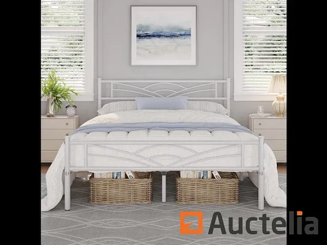 Eenpersoonsbed metaal bedframe - 140 * 200 wit - afbeelding 4 van  4