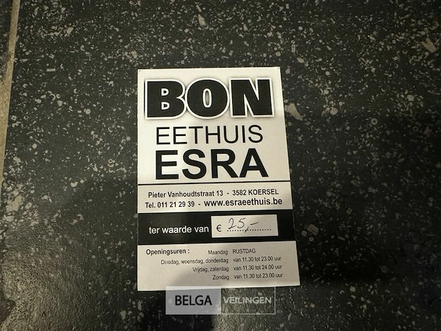 Eethuis esra koersel waardebon t.w.v. 25 € (b) - afbeelding 1 van  3