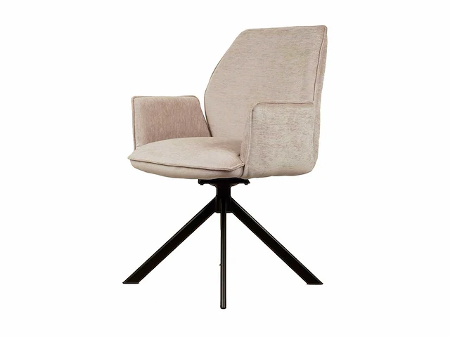 Eetkamerstoel beige velvet (6x) - afbeelding 1 van  4