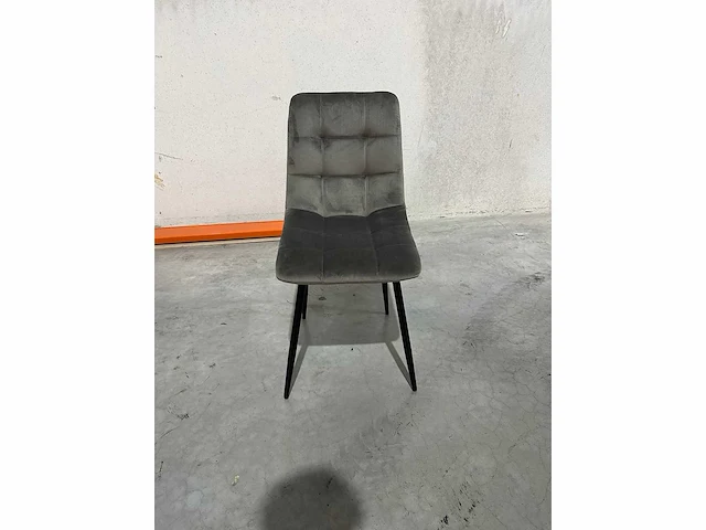 Eetkamerstoel grijs velvet showroommodel (4x) - afbeelding 2 van  4