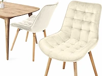 Eetkamerstoelen - crème fluweel (x4) - afbeelding 1 van  8