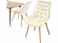 Eetkamerstoelen - crème fluweel (x4) - afbeelding 2 van  8