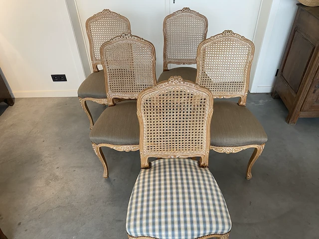 Eetkamerstoelen met zitting in stof (5 stuks) - afbeelding 3 van  5