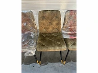 Eetkamerstoelen mix set khaki groen velvet showroommodel (6x) - afbeelding 3 van  6