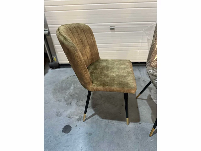 Eetkamerstoelen mix set khaki groen velvet showroommodel (6x) - afbeelding 6 van  6