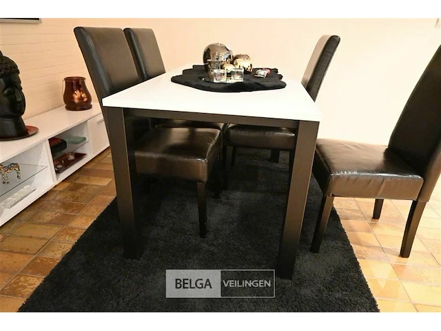 Eetkamertafel 4 stoelen lederen bekleding - afbeelding 1 van  4
