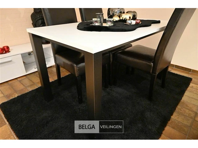 Eetkamertafel 4 stoelen lederen bekleding - afbeelding 3 van  4