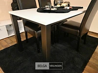 Eetkamertafel 4 stoelen lederen bekleding - afbeelding 3 van  4