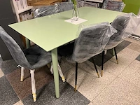 Eetkamertafel met 6 metalen bijzetstoelen - afbeelding 1 van  4