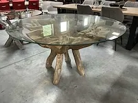 Eetkamertafel voorzien van teak voet - afbeelding 1 van  5