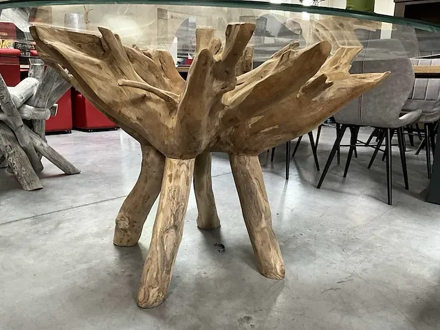 Eetkamertafel voorzien van teak voet - afbeelding 3 van  5