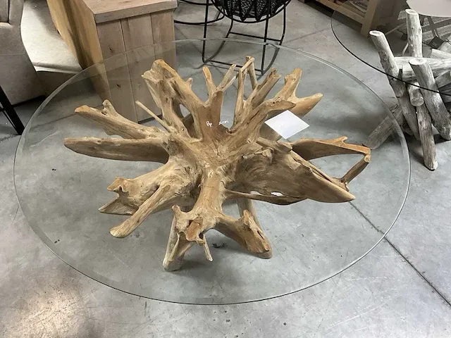Eetkamertafel voorzien van teak voet - afbeelding 4 van  5