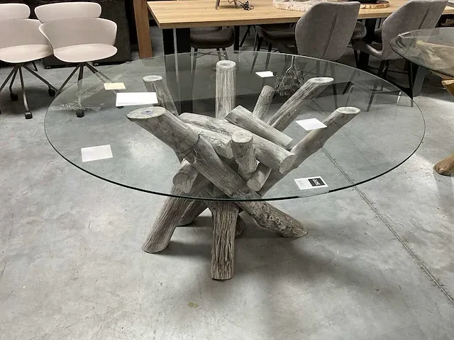 Eetkamertafel voorzien van teak voet - afbeelding 4 van  4