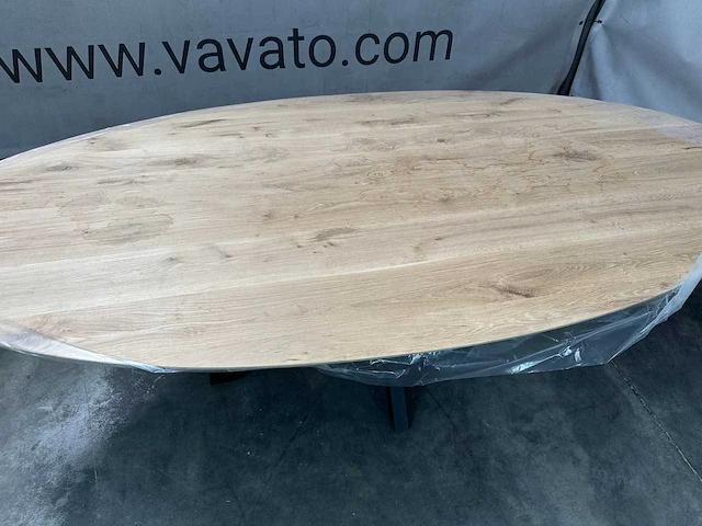 Eettafel - ovaal - zwart metalen spinpoot - afbeelding 2 van  6