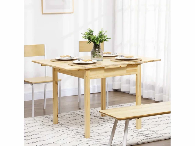 Eettafel -opklapbaar -uitschuifbaar -natuur - afbeelding 3 van  5