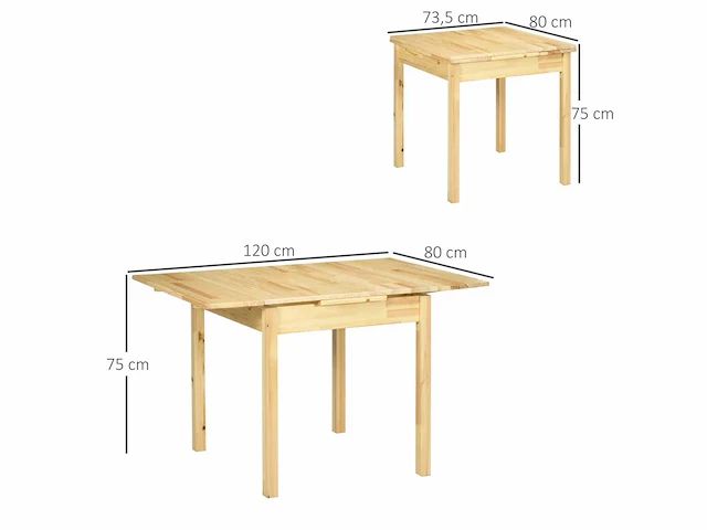 Eettafel -opklapbaar -uitschuifbaar -natuur - afbeelding 4 van  5