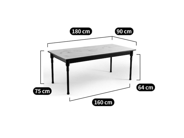 Eettafel 6/8 couvert met marmeren print - afbeelding 7 van  9
