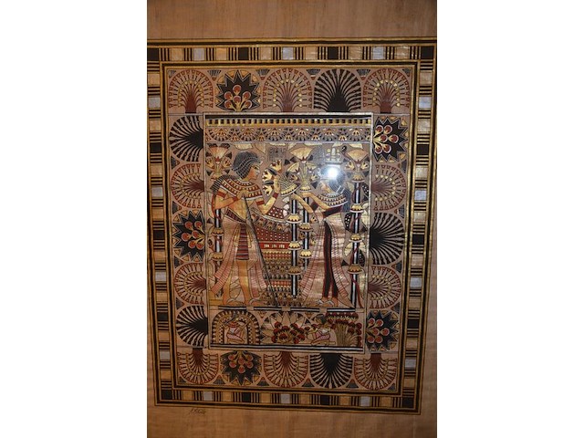 Egyptisch doek achter glas in kader - afbeelding 4 van  5