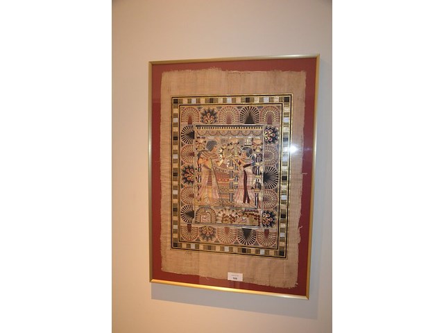 Egyptisch doek achter glas in kader - afbeelding 1 van  5