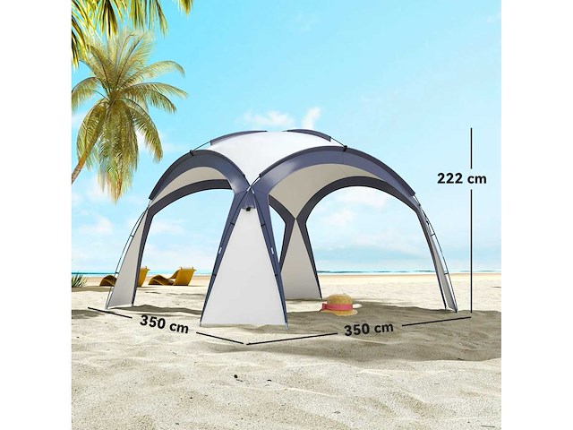 Eigentijds barnum prieel in lichtgrijs koepelblauw (x2) - afbeelding 4 van  5