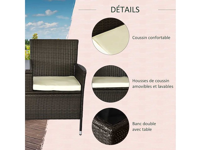 Eigentijds design tuinbank 133l x 63b x 84h cm - afbeelding 6 van  8