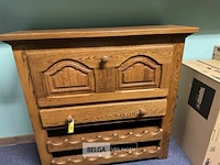 Eiken barkast met flessenrek en 1 lade - afbeelding 1 van  4