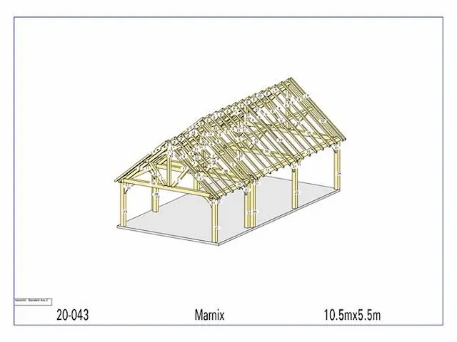 Eiken carport 10,5x5,5 - afbeelding 2 van  20