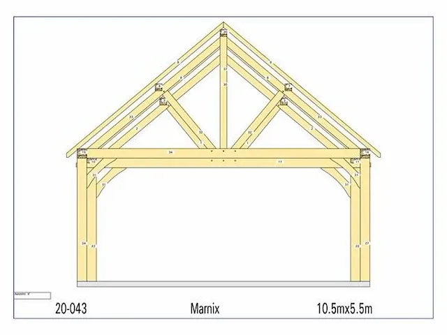 Eiken carport 10,5x5,5 - afbeelding 6 van  20