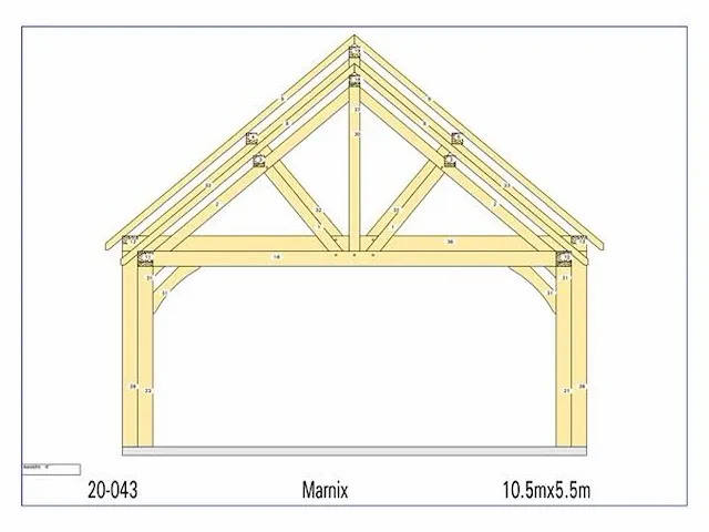 Eiken carport 10,5x5,5 - afbeelding 7 van  20