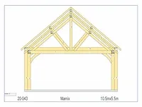 Eiken carport 10,5x5,5 - afbeelding 7 van  20