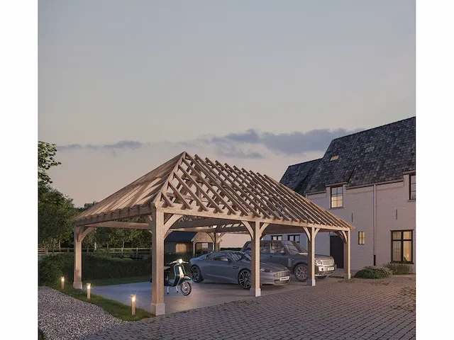 Eiken carport 10x5,5 - afbeelding 1 van  21