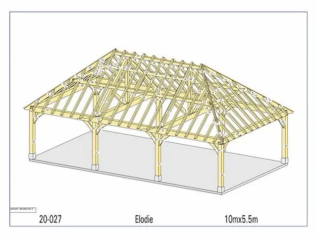 Eiken carport 10x5,5 - afbeelding 2 van  21
