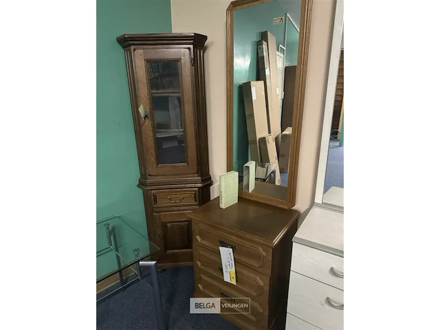 Eiken commode met spiegel en 3 lades - afbeelding 1 van  4