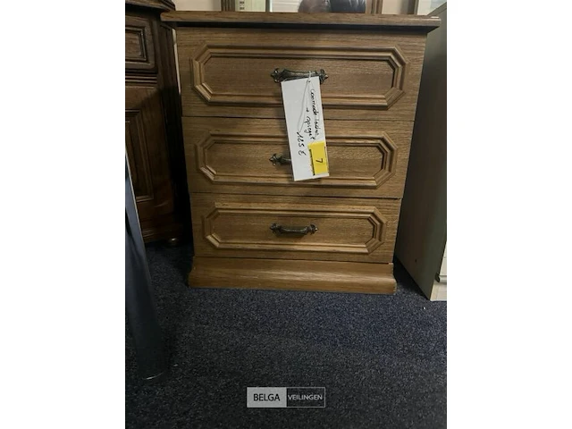 Eiken commode met spiegel en 3 lades - afbeelding 3 van  4