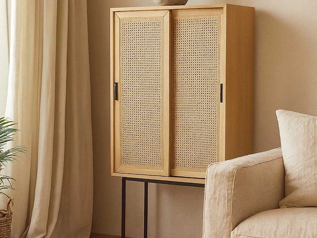 Eiken dressoir met 2 rieten deuren - afbeelding 1 van  8