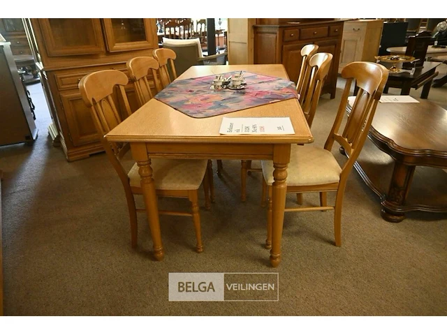 Eiken eetkamer met tafel dressoir vitrine 6 stoelen - afbeelding 10 van  11